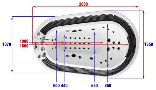 WANNA SPA Z HYDROMASAŻEM JACUZZI AQUAPEUTIC 183 206x134x64cm, OBUDOWA CZARNA