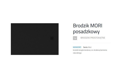 Brodzik Mori 100x80x3 cm ze strukturą kamienia naturalnego, czarny RAL 9005