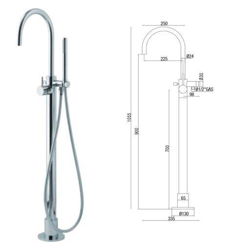 Bateria wolnostojąca wannowa Gaboli Luigi Dolly