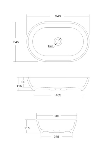Umywalka Ravon Genesis 54x34,5x11,5 cm, biały połysk