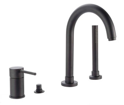 Bateria wannowa 4-otworowa Piper, z obrotową wylewką, czarny mat