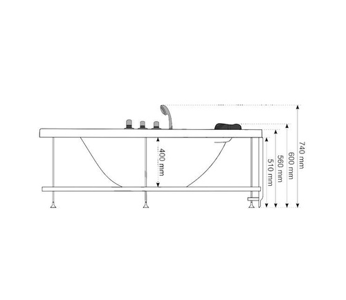 Wanna z hydromasażem narożna SPA AQ-1004 Turbo  2-osobowa, 152x152x56 cm
