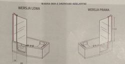 Wanna do zabudowy z zagłówkiem Novellini Iris 160x70 cm z 1 panelem przednim i 1 bocznym, z parawanem nawannowym przyściennym, strona lewa