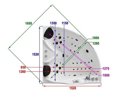 WANNA SPA Z HYDROMASAŻEM JACUZZI AQUAPEUTIC 186, narożna 2-osobowa, 152 x 152 x 71 cm
