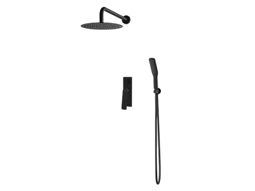 Kompletny zestaw natryskowy podtynkowy Desso z baterią manualną i deszczownicą 30 cm, czarny mat