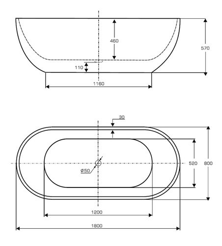 Wanna wolnostojąca Ravon Space z przelewem, biały połysk