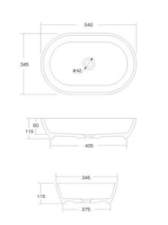 Umywalka Ravon Genesis 54x34x11,5 cm, z korkiem klik-klak, kolor mat lub połysk z palety RAL/NCS