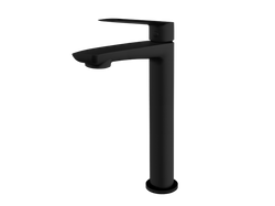 Bateria umywalkowa wysoka Desso Nero z korkiem kilk-klak, czarny mat 