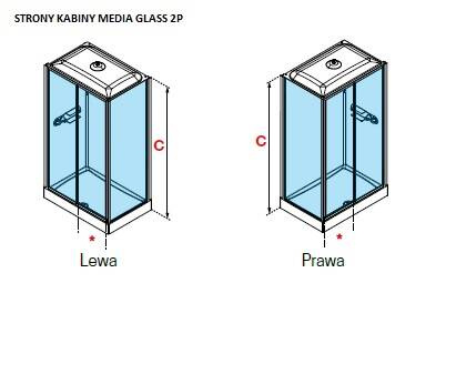 Kabina 4-ścienna z dachem Novellini Media Glass 2P, 120x80 cm, drzwi przesuwne, profil biały połysk