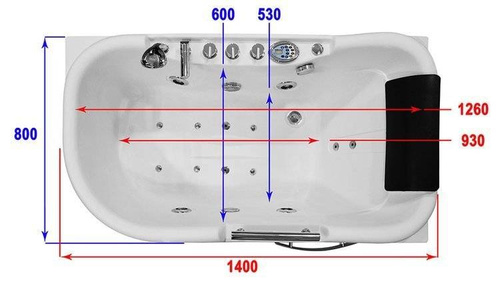 WANNA SPA Z HYDROMASAŻEM JACUZZI AQUAPEUTIC AQ-1683, 1-osobowa 140x80x66cm prawa