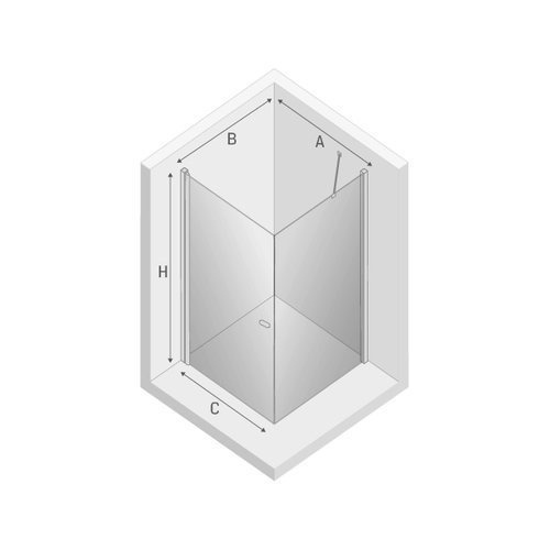 Kabina prysznicowa prostokątna New Soleo 70x100x195, wspornik skośny, profil srebrny