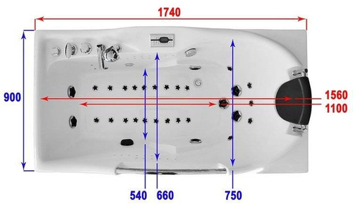 WANNA SPA Z HYDROMASAŻEM JACUZZI AQUAPEUTIC 1050, 1-osobowa 174x88x70 cm, prawa