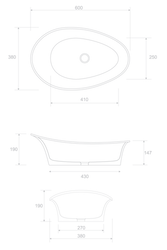 Umywalka Ravon Euphoria nablatowa 59x36,5x19 cm, biały mat lub połysk