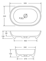 Umywalka Ravon Modern nablatowa 53,5 x 34 x 13 cm, biały połysk