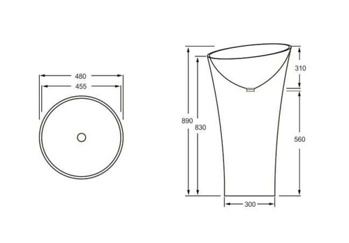Umywalka wolnostojąca Ravon Saxo średnica 48 cm, bikolor personal