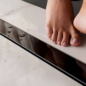 Odpływ liniowy podłogowy, czarne szkło 90 cm