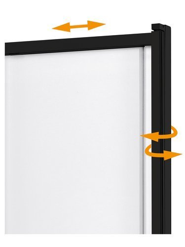 Parawan wannowy przesuwny składany Sensi Black 100x150 cm, czarny mat
