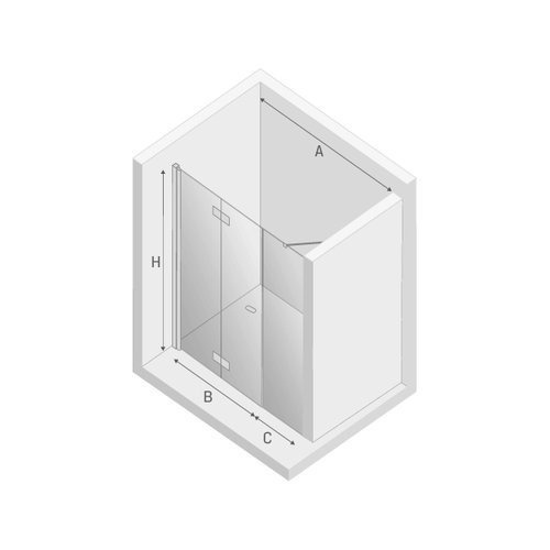 Drzwi prysznicowe składane New Soleo Plus 100x195 cm, profil srebrny.