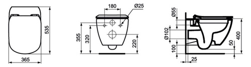 Misa WC Tesi wisząca bezrantowa z deską wolnoopadającą, 53,5x36,5 cm, biały połysk