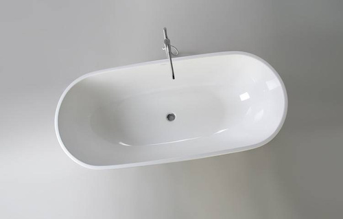 Wanna wolnostojąca Ravon Space z przelewem, biały połysk