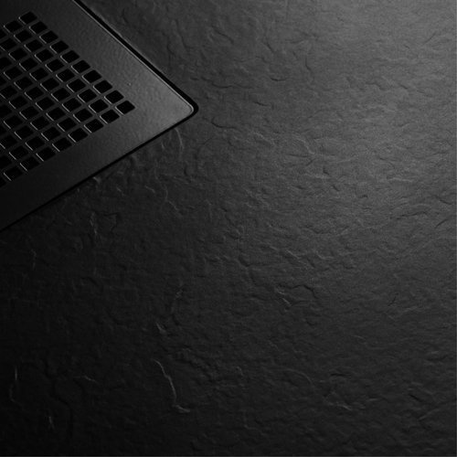 Brodzik Mori 90x90x3 cm ze strukturą kamienia naturalnego, czarny mat RAL 9005 - produkt z ekspozycji