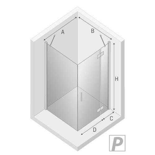 Kabina prysznicowa prostokątna New Renoma Black 100x80x195, lewa