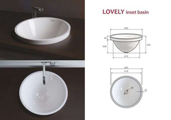 Umywalka wpuszczana w blat Ravon Lovely inset średnica 45,5 cm, biały połysk