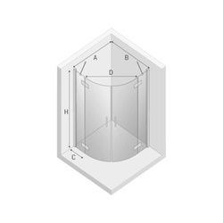 Kabina prysznicowa półokrągła New Merana Black, 90x90x195, drzwi uchylne, szkło czyste 6mm