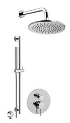 Kompletny zestaw prysznicowy podtynkowy Light bateria 2-wyjściowa manualna, deszczownica 30 cm, z drążkiem, złoto połysk