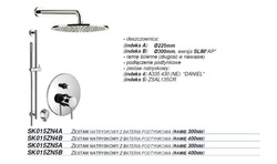 Kompletny zestaw prysznicowy podtynkowy Stick z baterią 2 -drożną, manualną z głowicą 30 cm, ramię ścienne, zestaw natryskowy z drążkiem, chrom