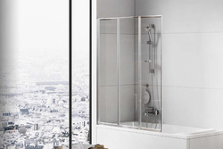 Parawan wannowy Trex 120x140 cm, składany, srebrny