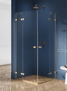 Kabina prysznicowa Avexa Gold 80x90x200 cm z podwójnymi drzwiami, profil złoty.