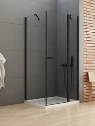 Kabina prysznicowa prostokątna New Soleo Black 90x80x195, drzwi podwójne składane, czarny mat