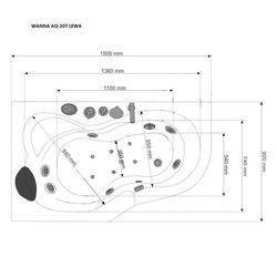 WANNA SPA Z HYDROMASAŻEM JACUZZI AQUAPEUTIC AQ-207, 1-osobowa 150x92 cm lewa