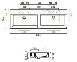 Umywalka Catalano wisząca podwójna 150cmx50cm