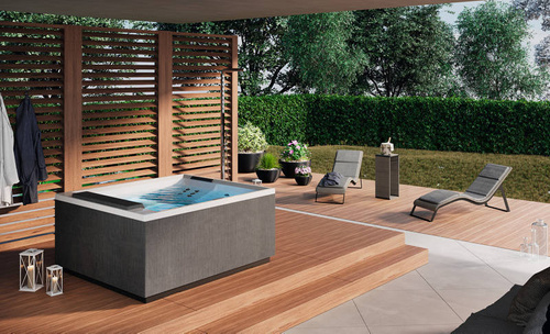 Wanna z hydromasażem Divina L Outdoor SPA Plus Novellini, 185x160x85 cm