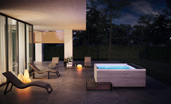 Wanna z hydromasażem Divina XXL Outdoor SPA Standard Novellini, 230x215x85 cm