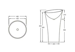 Umywalka wolnostojąca Ravon Saxo średnica 48 cm, bikolor mat