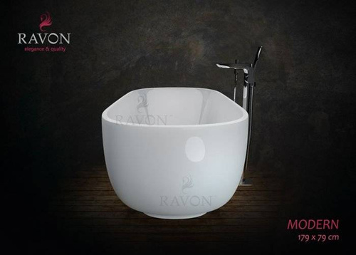 WANNA WOLNOSTOJĄCA RAVON MODERN KOMPOZYT QUALTEC, BIAŁY POŁYSK