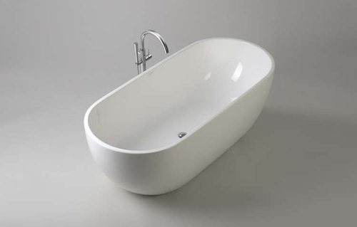 Wanna wolnostojąca Ravon Space z przelewem, biały połysk