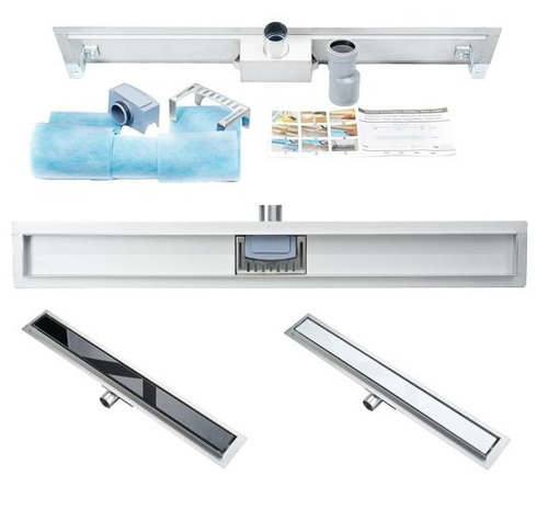 Odpływ liniowy podłogowy, czarne szkło/czarny mat 100 cm