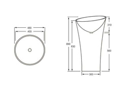 Umywalka wolnostojąca Ravon Saxo, średnica 48 cm, biały połysk