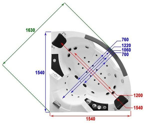 WANNA SPA Z HYDROMASAŻEM JACUZZI AQUAPEUTIC 1060, 2-osobowa 154x154x69 cm