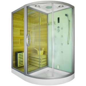 Kabino-sauna sucho-parowa z funkcją hydromasażu AQ-751,180x110x223cm, biała, lewa