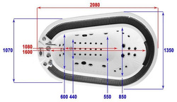 WANNA SPA Z HYDROMASAŻEM JACUZZI AQUAPEUTIC 183 206x134x64 cm, OBUDOWA GRAFITOWA