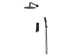 Kompletny zestaw natryskowy podtynkowy Desso z baterią manualną i deszczownicą 30 cm, czarny mat