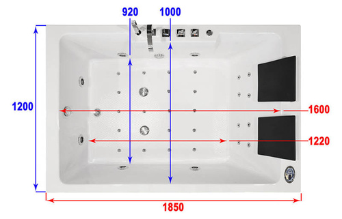 WANNA SPA Z HYDROMASAŻEM JACUZZI AQUAPEUTIC AQ-1642 PLUS 2-osobowa 186x121x65 cm PRAWA