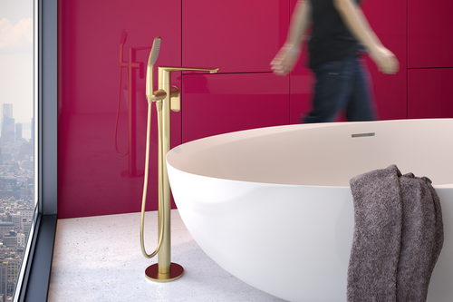 Bateria wannowa wolnostojąca Aletta Spazzo, złoto szczotkowane
