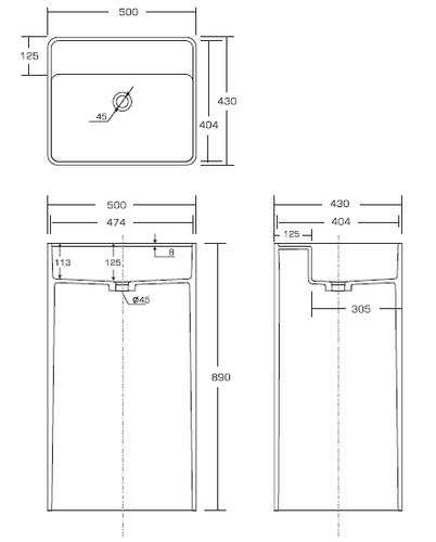 Umywalka wolnostojąca Ravon Gladio, bikolor