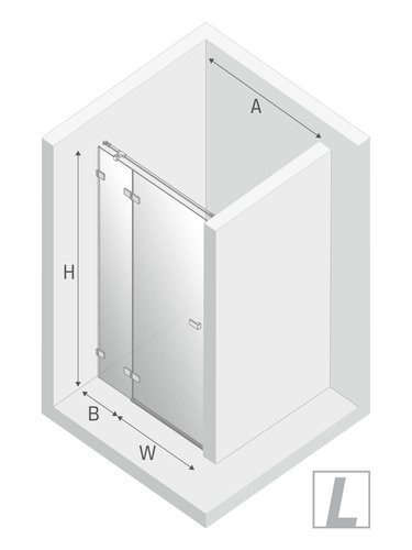 Drzwi prysznicowe do wnęki Avexa Gold 100x200 cm, profil złoty.